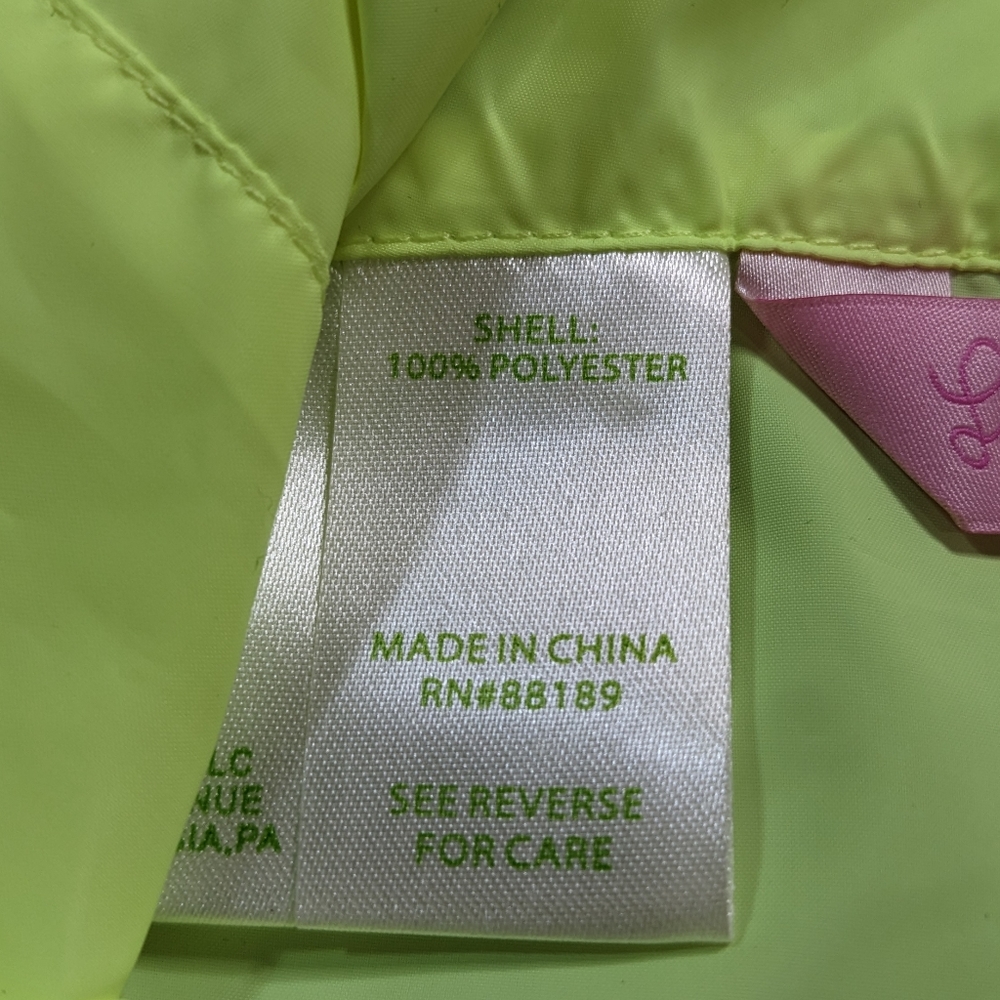 Lilly Pulitzer neon yellow hooded poncho windbreaker rain jacket L/XL - Picture 11 of 11